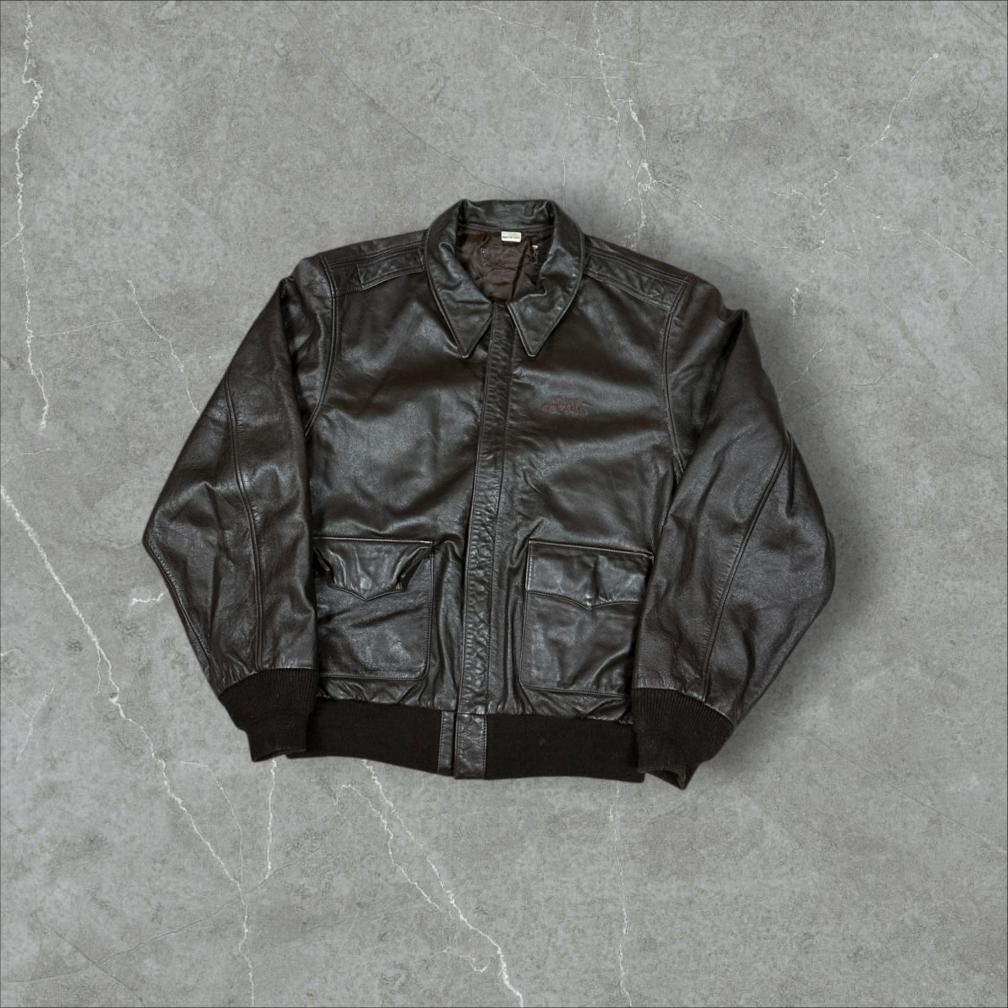 Vintage Brown Leather Bomber Jacket