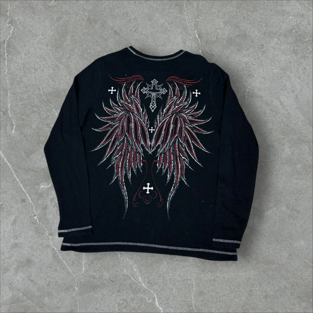 Vintage Y2K Affliction Syyle Thermal Shirt