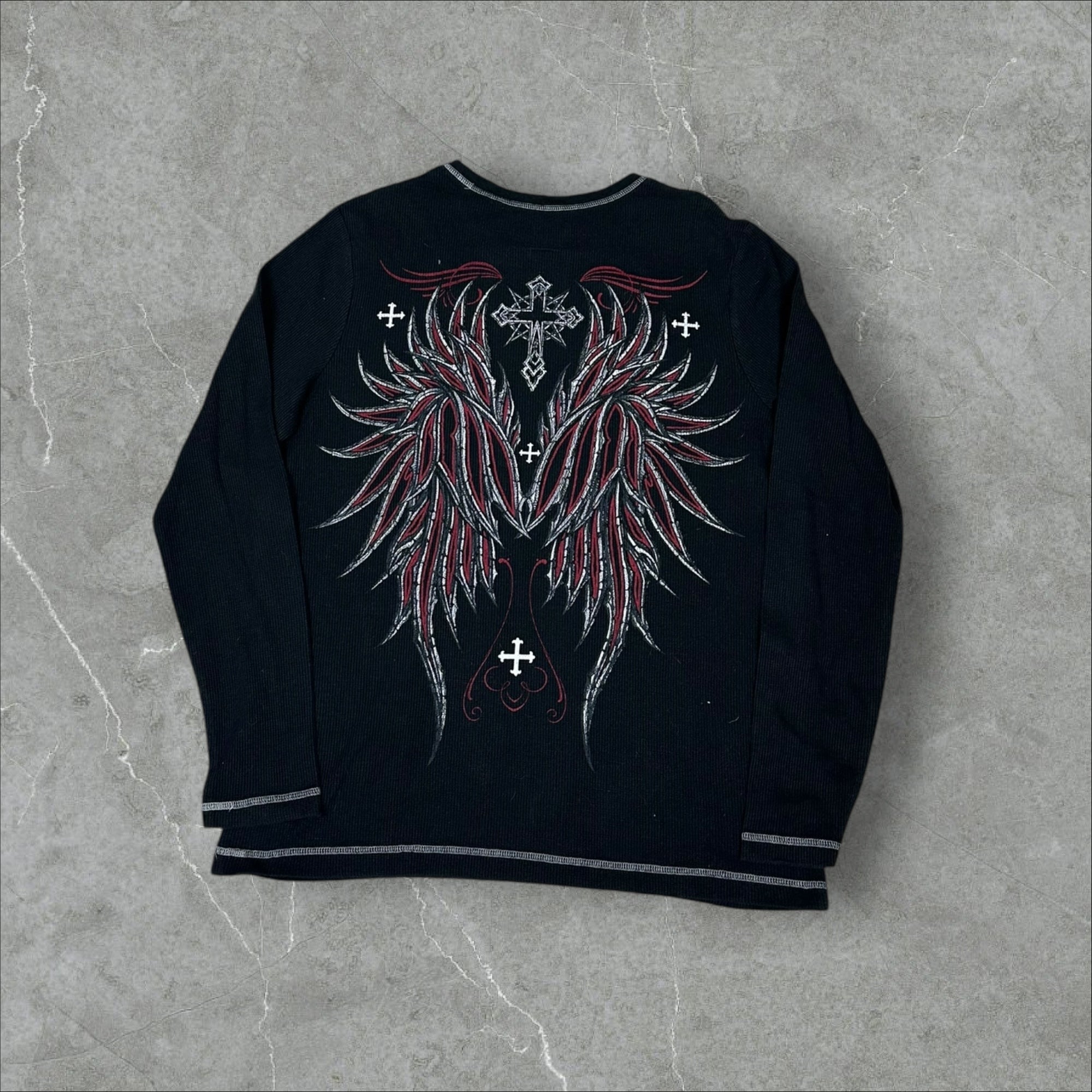 Vintage Y2K Affliction Syyle Thermal Shirt