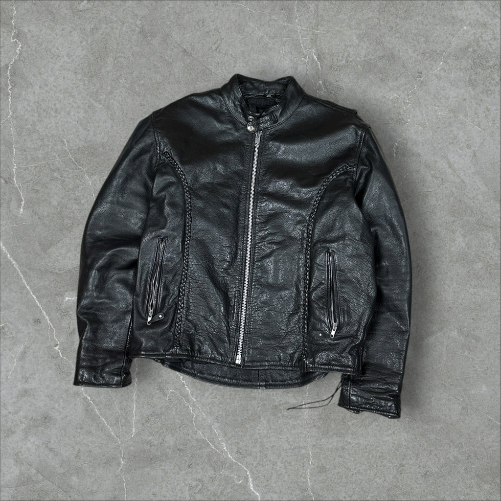 Vintage Black Leather Biker Jacket