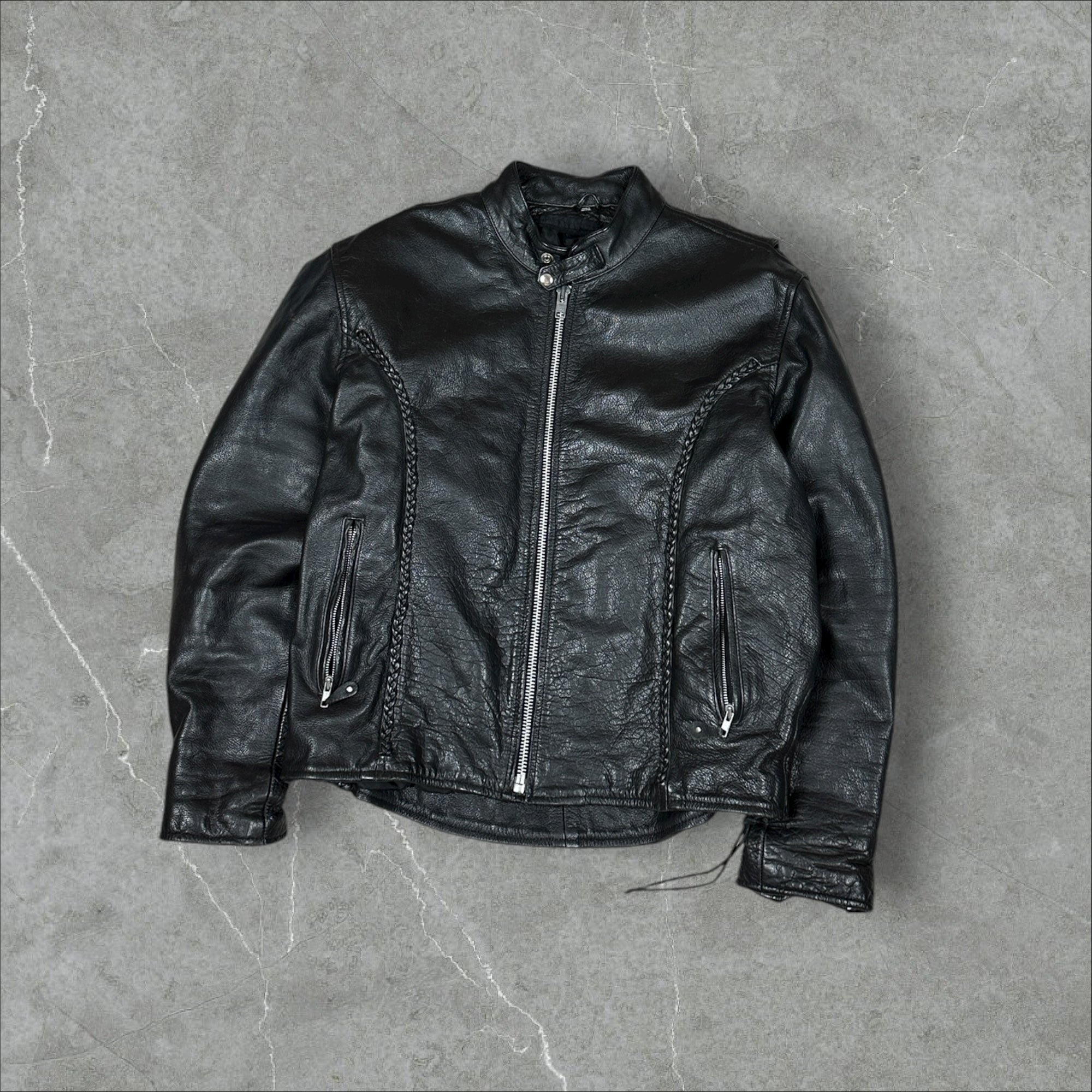 Vintage Black Leather Biker Jacket